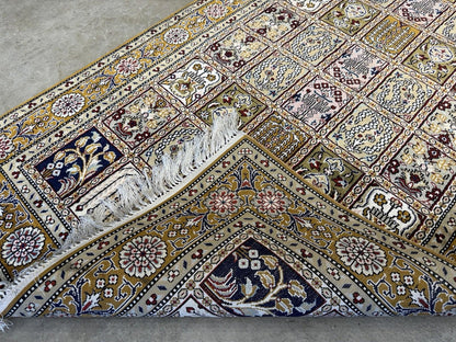 3x5 Luxurious Fine Hand-Knotted 100%Silk Persiane Qume Rug Handmade Gold
