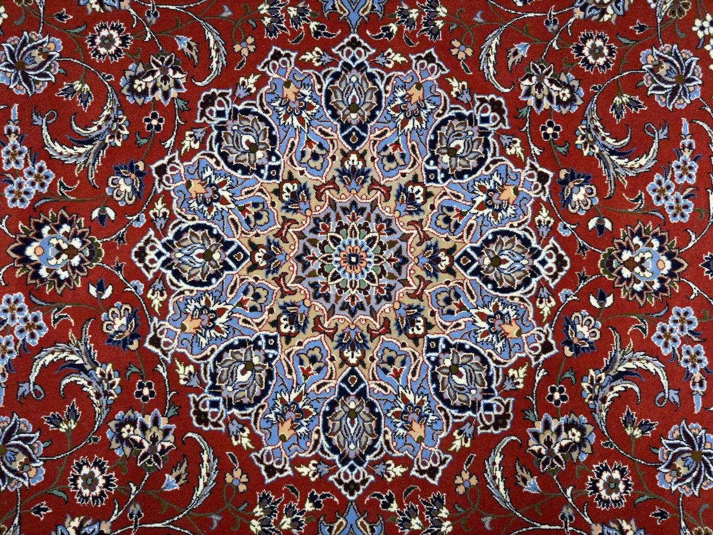 5’x8’ Hand-Knotted Fine Wool & Silk Isfahane Zolfaghari Area Rug - Red Signed