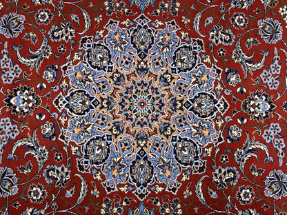 5’x8’ Hand-Knotted Fine Wool & Silk Isfahane Zolfaghari Area Rug - Red Signed