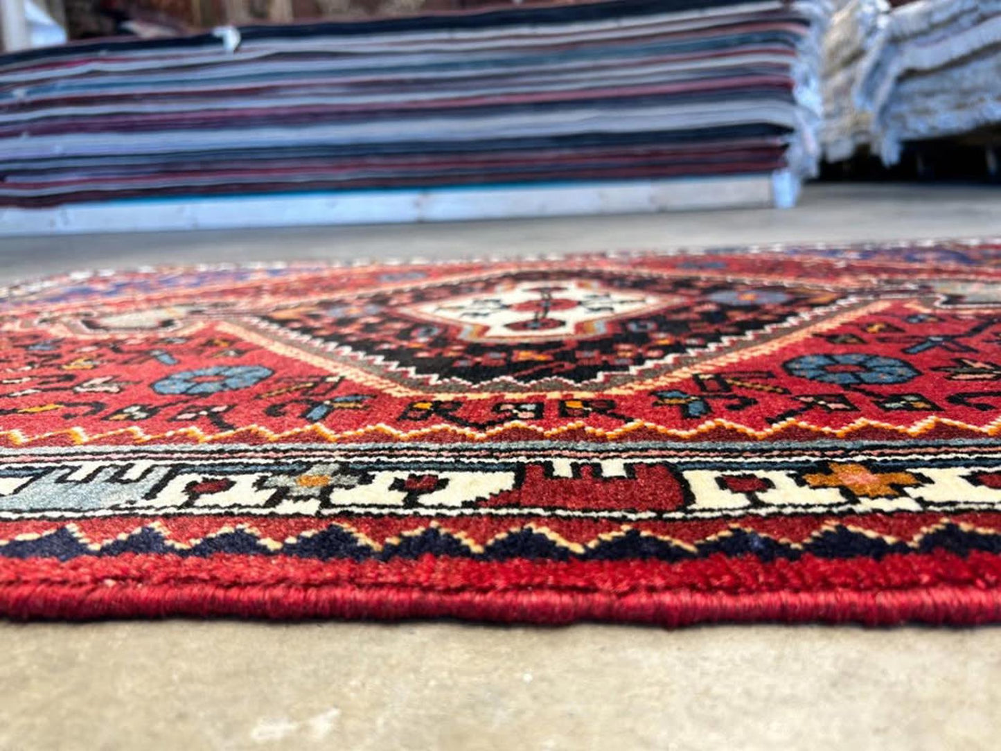 2'10"x4'2" Hand-Knotted Wool Hamadan Persian Rug
