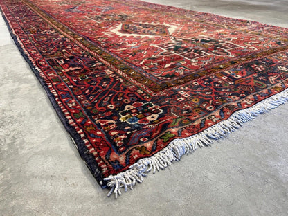 5’x12’10” Antique Hand-knotted Wool Herize Runner Rug - Handmade Red 5x13