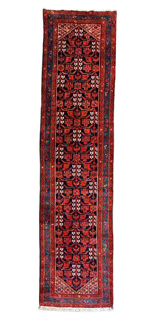 Hand-Knotted Malayer Runner - 3’4”x13’8”