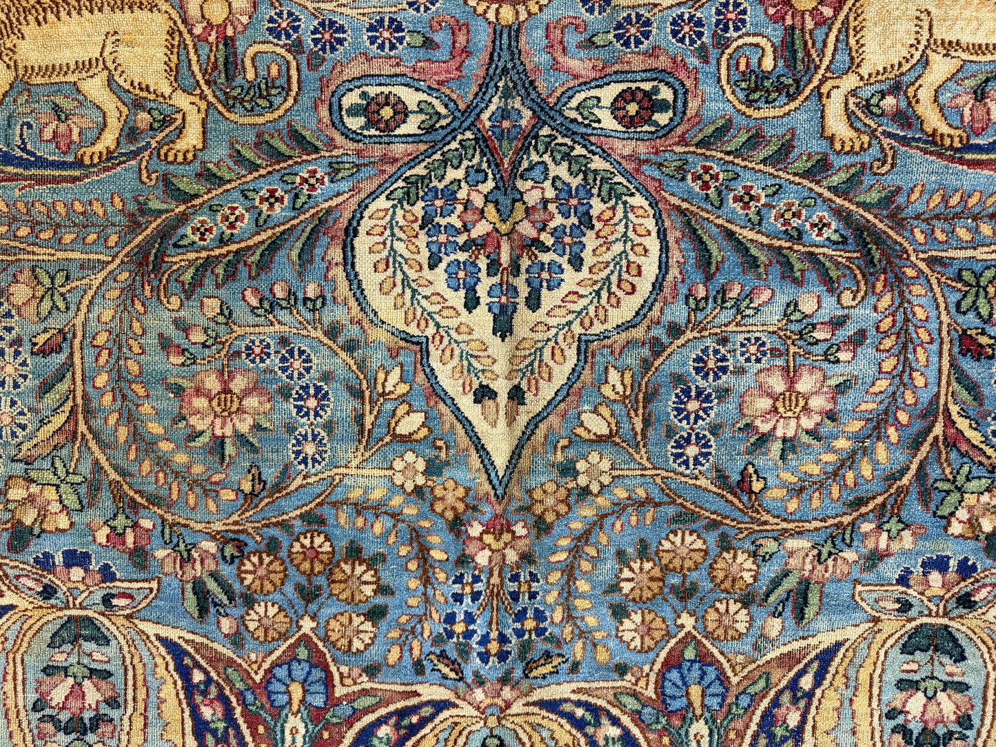 11’x14’10” Antique Hand-Knotted Fine Wool Persian Kerman Area Rug Handmade