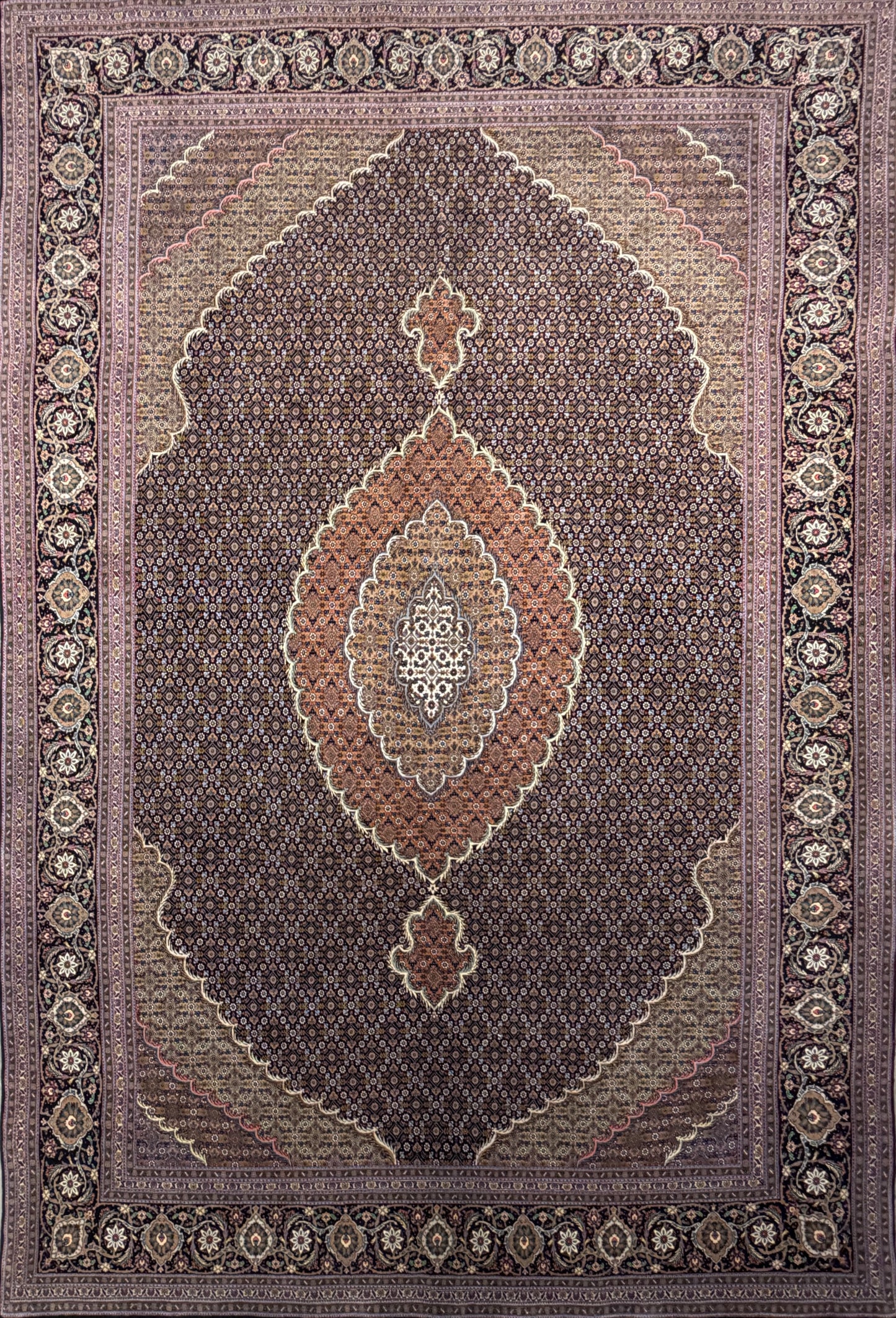 Hand-Knotted Persian Tabriz Mahi Rug - 6'8"x10'3"