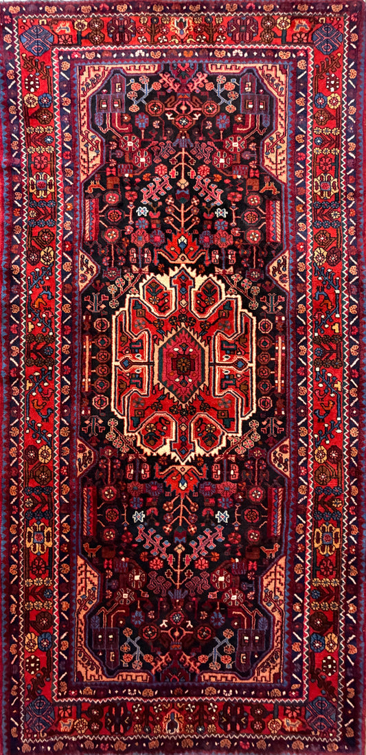 Hand-Knotted Persian Nahavand Rug - 4'10"x9'8"