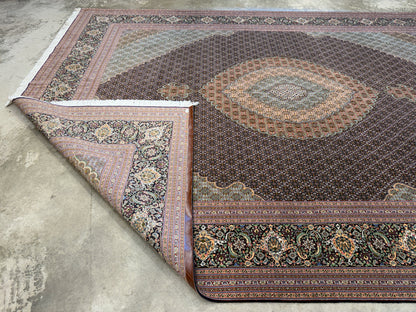 Hand-Knotted Persian Tabriz Mahi Rug - 9’9”x13’4”