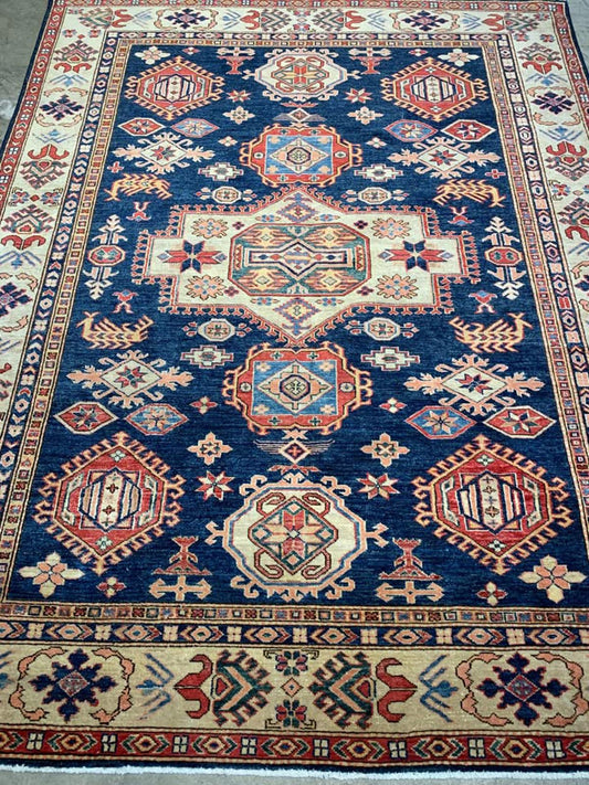 5'10"x7'6" Handmade 100% Wool Super Kazak Rug
