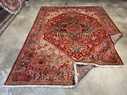 8’3”x11” Hand-Knotted Persian Heriz Wool Area Rug