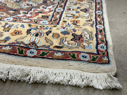 Hand-Knotted 100% Kashmiri Silk Rug - 4’11”x8’1”