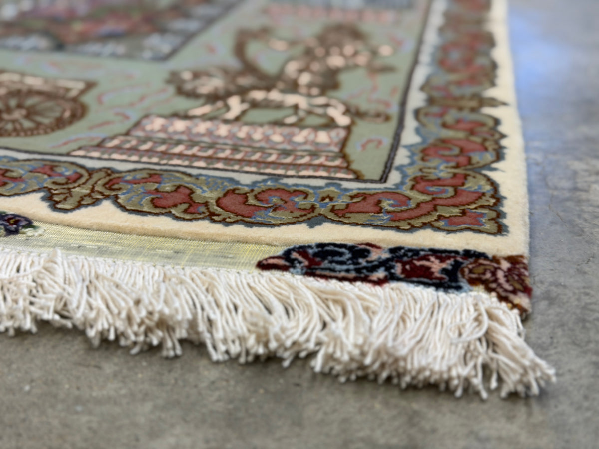Hand-Knotted Pictorial 60 Raj Persian Tabriz Rug - 6'6"x10'2"