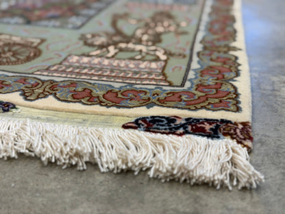 Hand-Knotted Pictorial 60 Raj Persian Tabriz Rug - 6'6"x10'2"