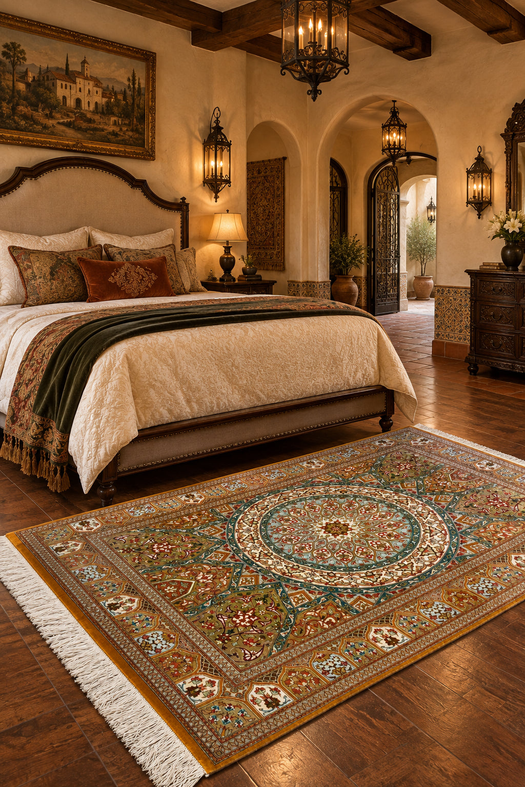 Hand-Knotted Silk Persian Qum Rug - Signed Vesal - 3’3”x4’11”