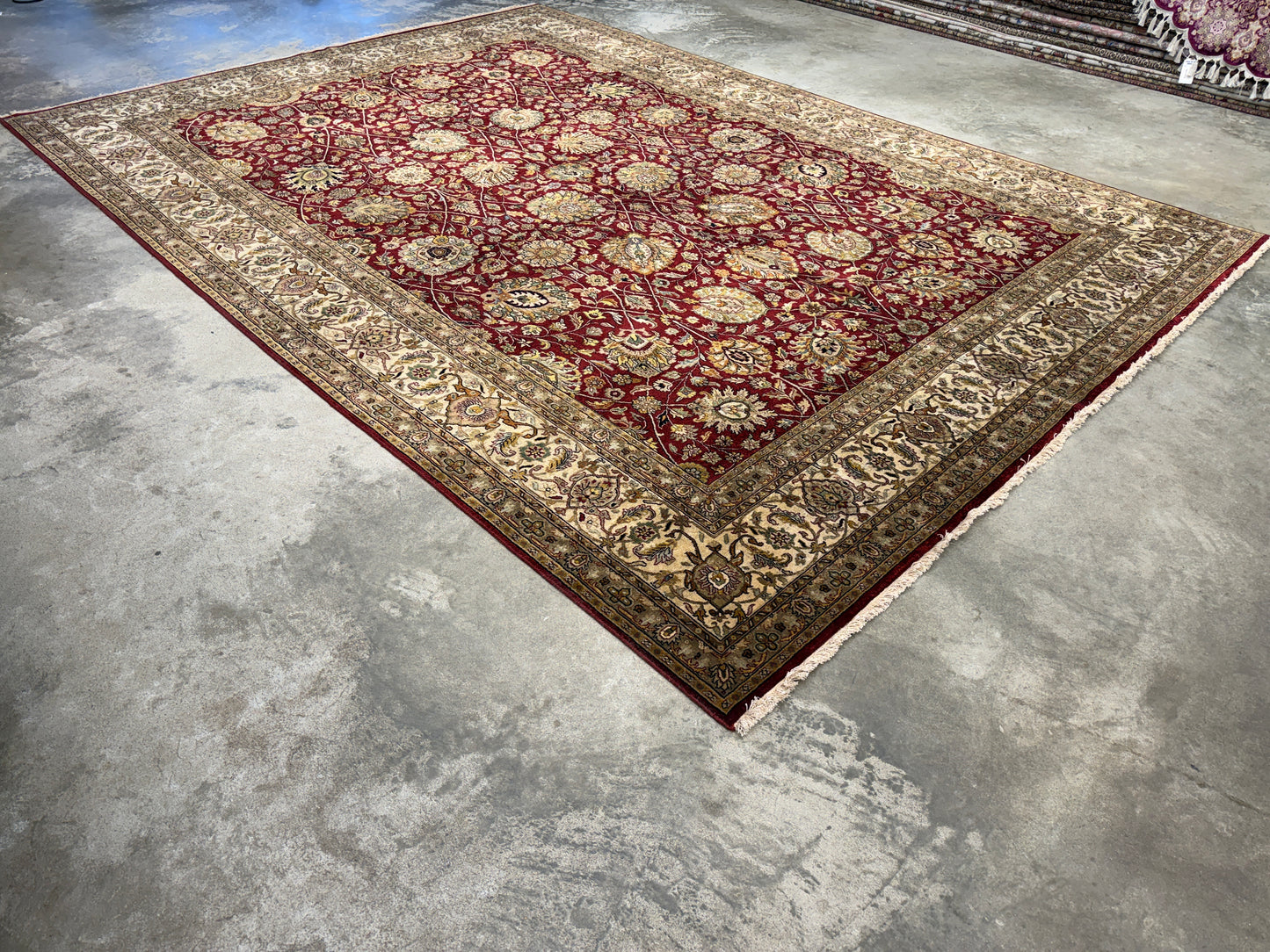 8’9”x12’3” Hand-Knotted Very Fine Wool Agra Area Rug 50 Raj