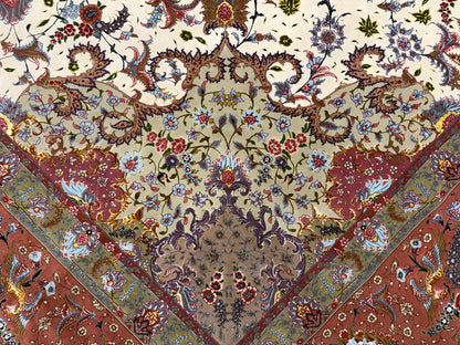 13’x19’10” Very Fine Hand-Knotted 80 Raj Persian Tabriz Rug - Signed
