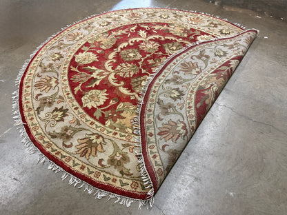 8’ Diameter Hand-Knotted Wool Indian Round Oriental Rug - 8x8 Handmade Carpet