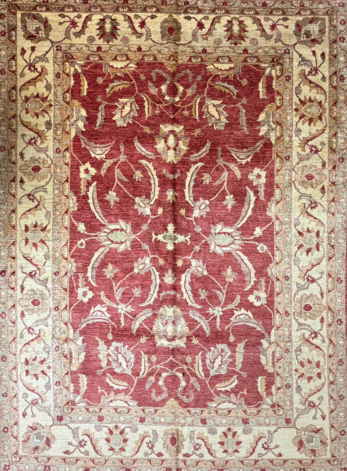 10’9”x14’6” Hand-Knotted Wool Agra Rug Handmade All-over Area Carpet