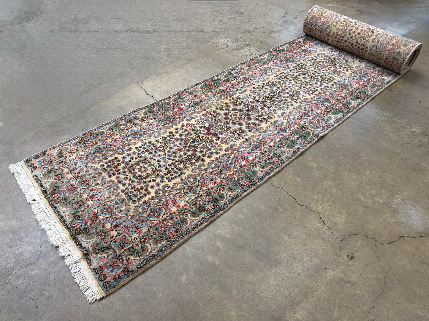 Hand-Knotted Antique Kerman Runner - 3’x21’10”