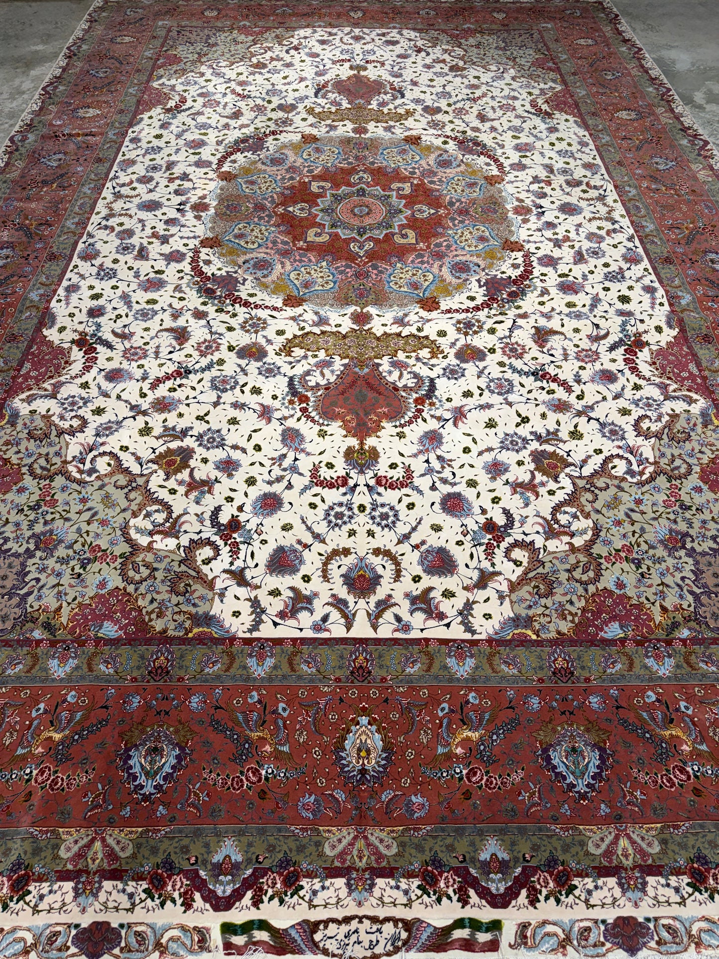 13’x19’10” Very Fine Hand-Knotted 80 Raj Persian Tabriz Rug - Signed