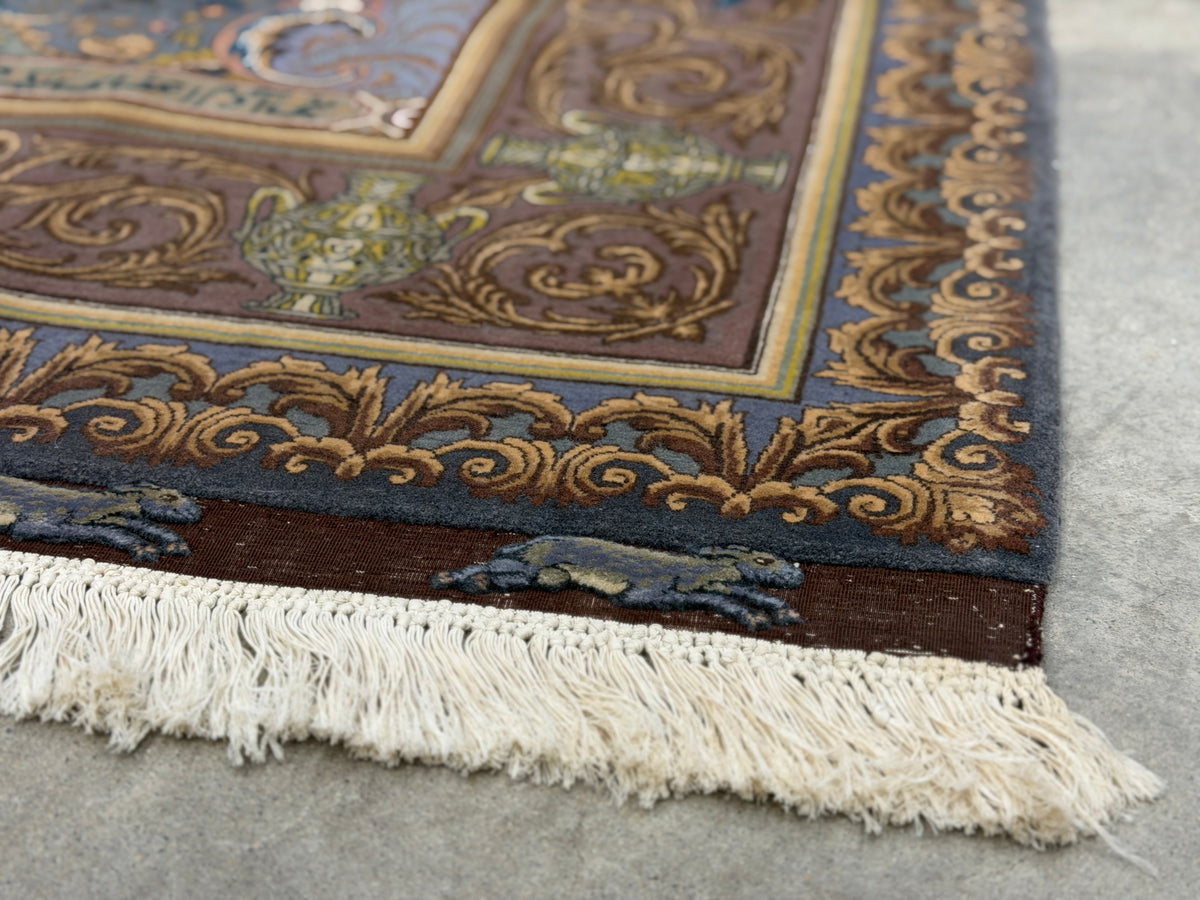 Hand-Knotted 60 Raj Pictorial Persian Tabriz Rug - Signed Nazeri - 5'10"x8'3"