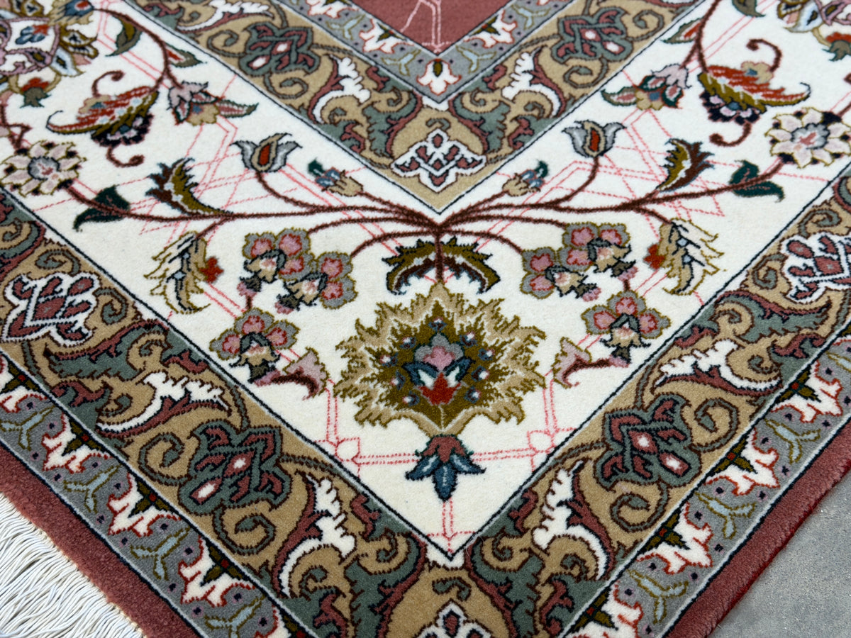 Hand-Knotted 60 Raj Persian Tabriz Rug - 6'8"x10'4"
