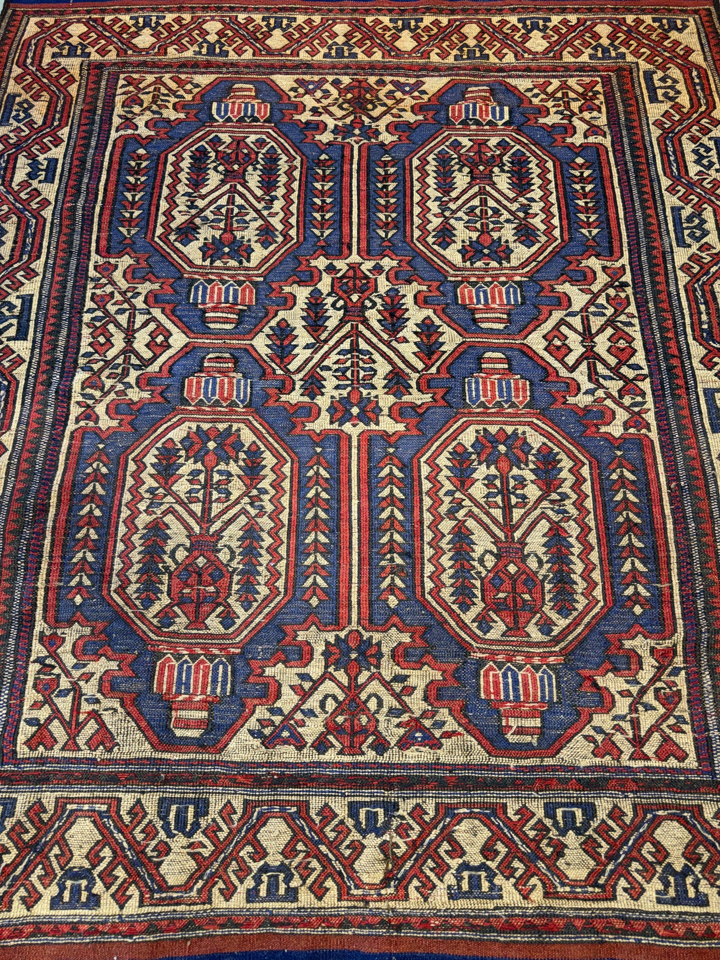 4’8”x5’10” Hand-Knotted Wool Flatweave Oriental Area Rug