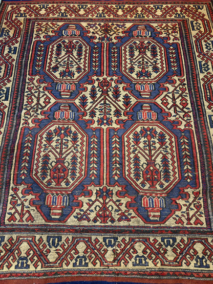 4’8”x5’10” Hand-Knotted Wool Flatweave Oriental Area Rug