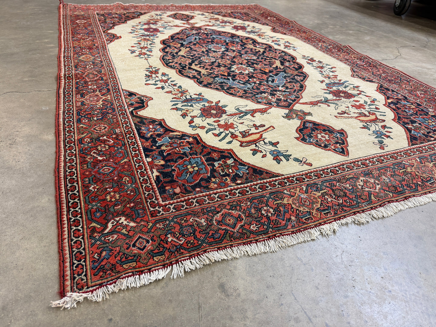 4’3”x6’5” Antique Hand-knotted Wool Kashan Persian Rug 4x6 Animal Handmade Carpet