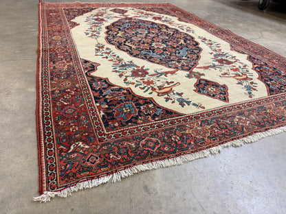 4’3”x6’5” Antique Hand-knotted Wool Kashan Persian Rug 4x6 Animal Handmade Carpet