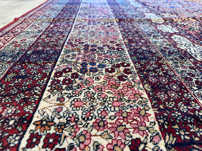 12’11”x21’7” Very Fine Collector Antique Hand-Knotted Signed Persian Kerman Area Rug