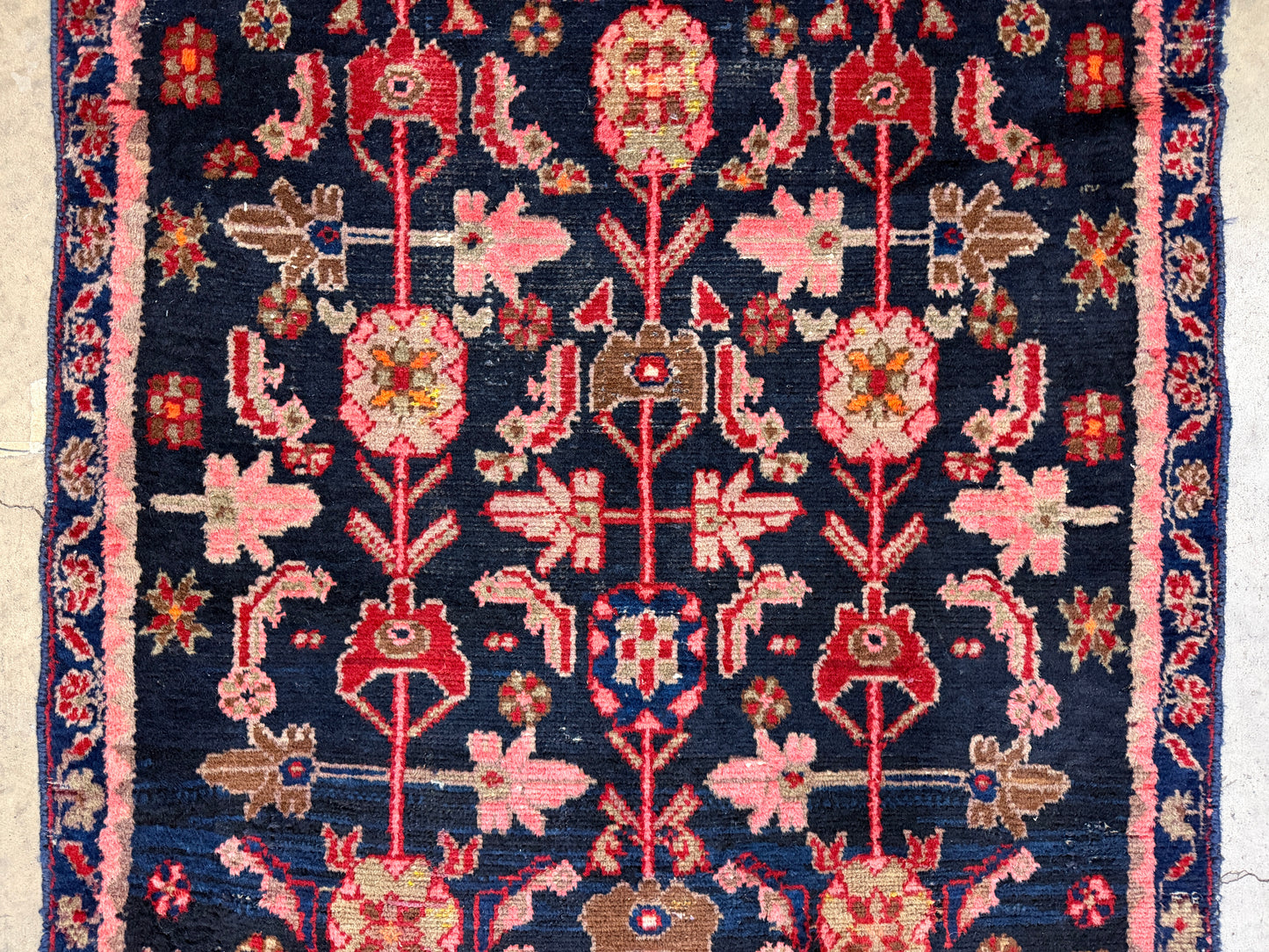 3’6”x4’11” Antique Hand-Knotted Wool Hamadan Persian Rug 3x5 Floral Handmade Carpet