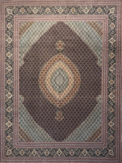 Hand-Knotted Persian Tabriz Mahi Rug - 9’9”x13’4”