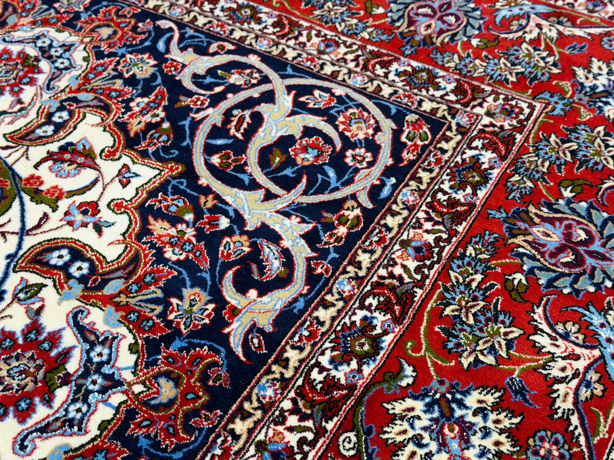 Hand-Knotted Persian Isfahan Rug - Signed Seirafian - 6’6”x10’2”