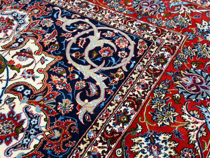 Hand-Knotted Persian Isfahan Rug - Signed Seirafian - 6’6”x10’2”