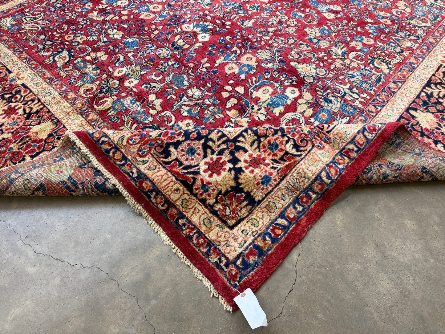 8’8”x11’6” Antique Hand-Knotted Wool Sarouk Persian Rug 8x11 Red Handmade Carpet