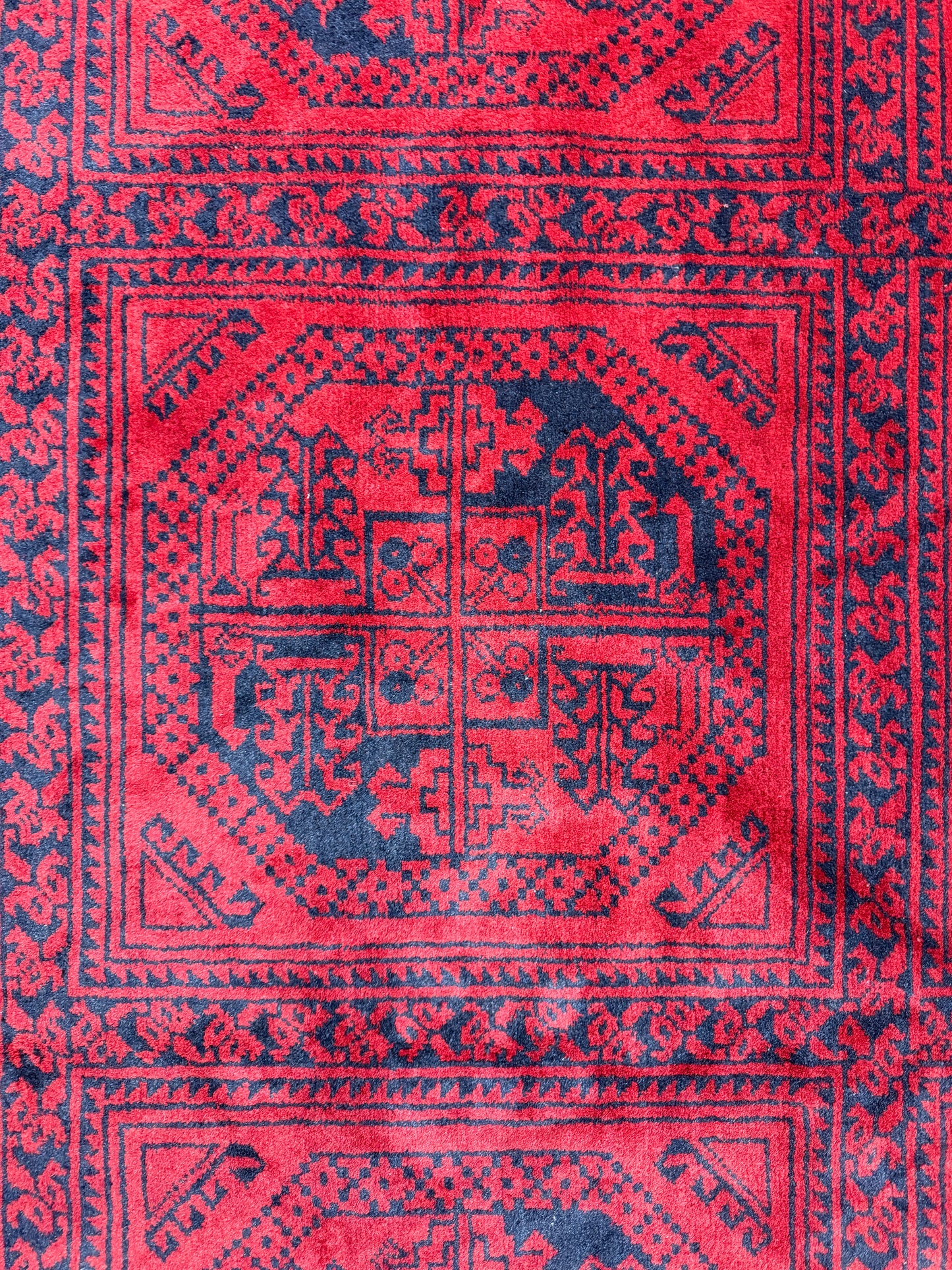 10’x14’ Hand-Knotted Wool Afghan Khalmohammadi Rug 10x14 Red All-Over Handmade Carpet