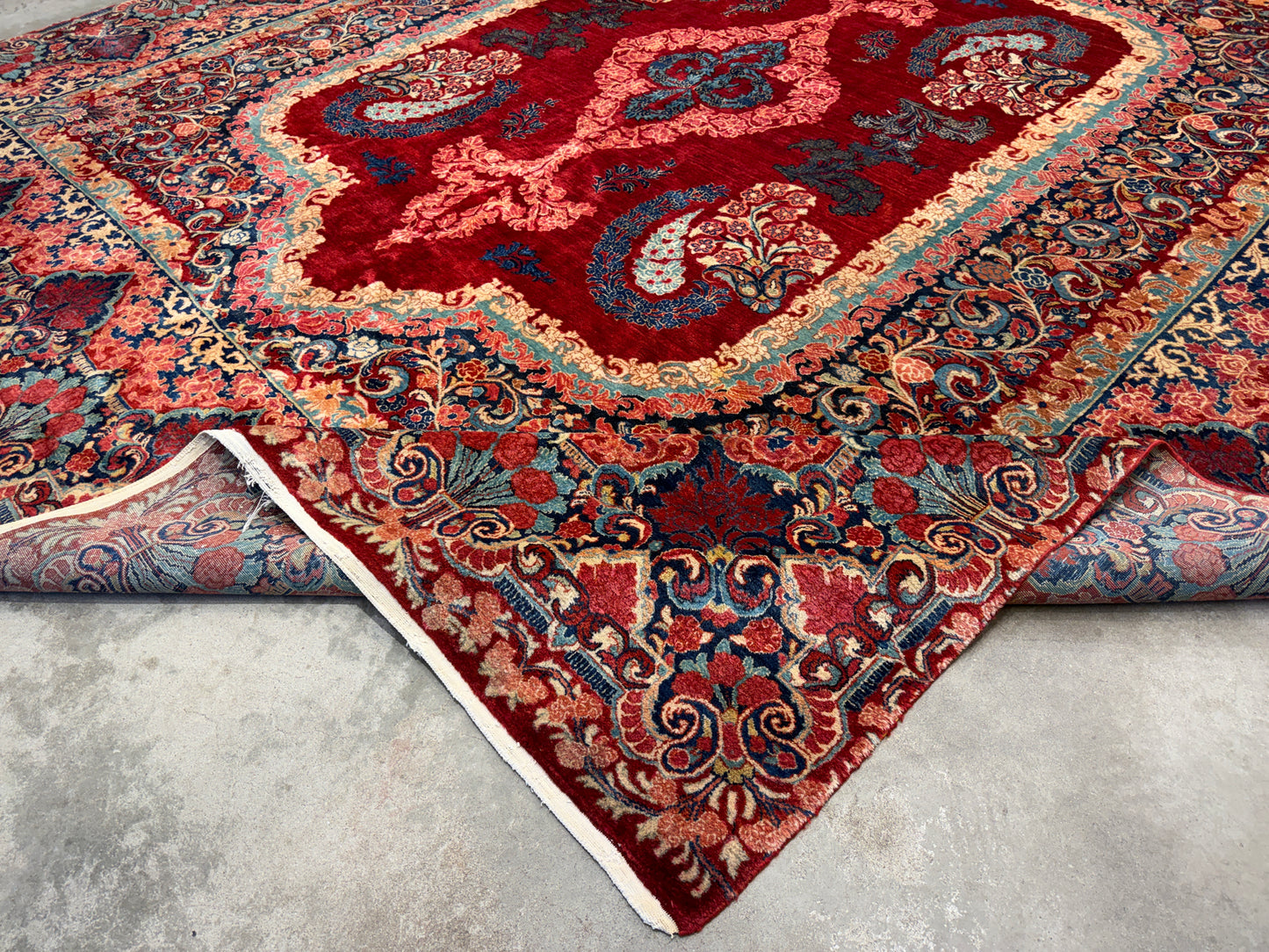 11’7”x12’10” Hand-Knotted Persian Sarouk Area Rug