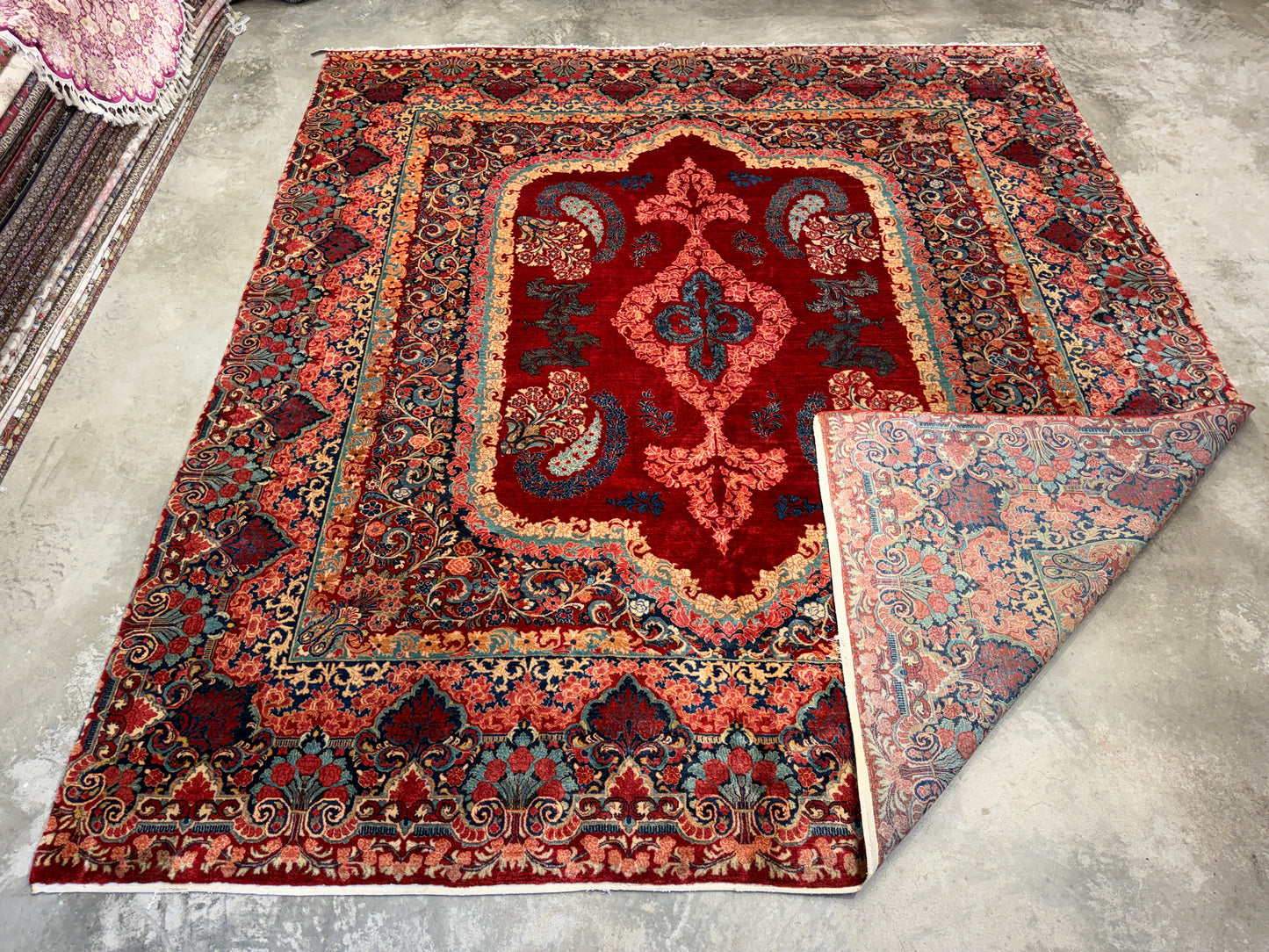 11’7”x12’10” Hand-Knotted Persian Sarouk Area Rug