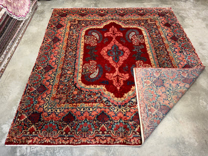 11’7”x12’10” Hand-Knotted Persian Sarouk Area Rug