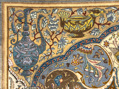 Hand-Knotted 60 Raj Pictorial Persian Tabriz Rug - Signed Nazeri - 5'10"x8'3"
