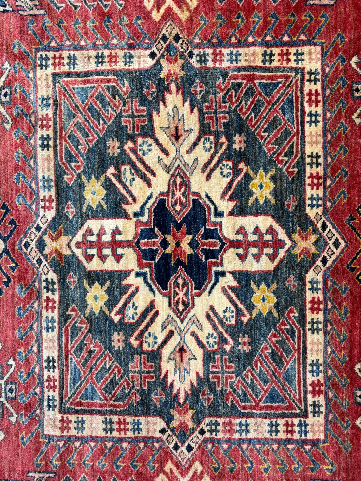 11’x12’3” Hand-Knotted Wool Kazak Area Rug