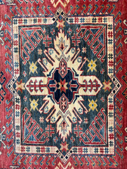 11’x12’3” Hand-Knotted Wool Kazak Area Rug