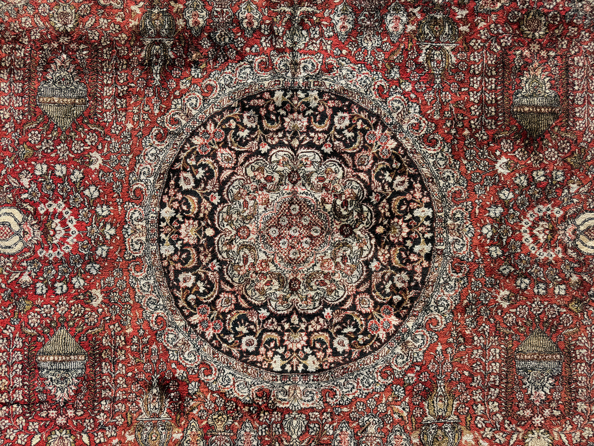 Antique Hand-Knotted 100% Kashmiri Silk Rug - 9’4”x12’
