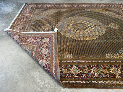 8’2”x9’10” Hand-Knotted Fine Persian Tabriz Mahi Area Rug