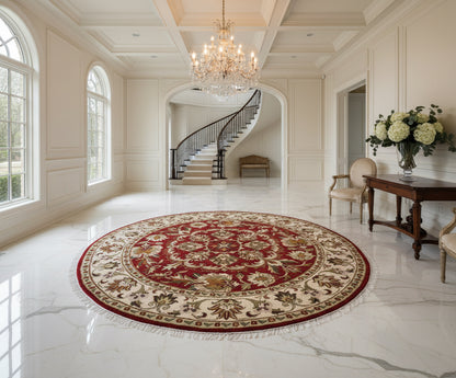 8’ Diameter Hand-Knotted Wool Indian Round Oriental Rug - 8x8 Handmade Carpet