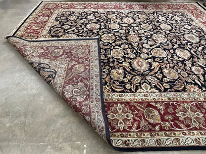 12’1”x15’2” Hand-Knotted Wool Agra Area Rug Handmade All-over Carpet