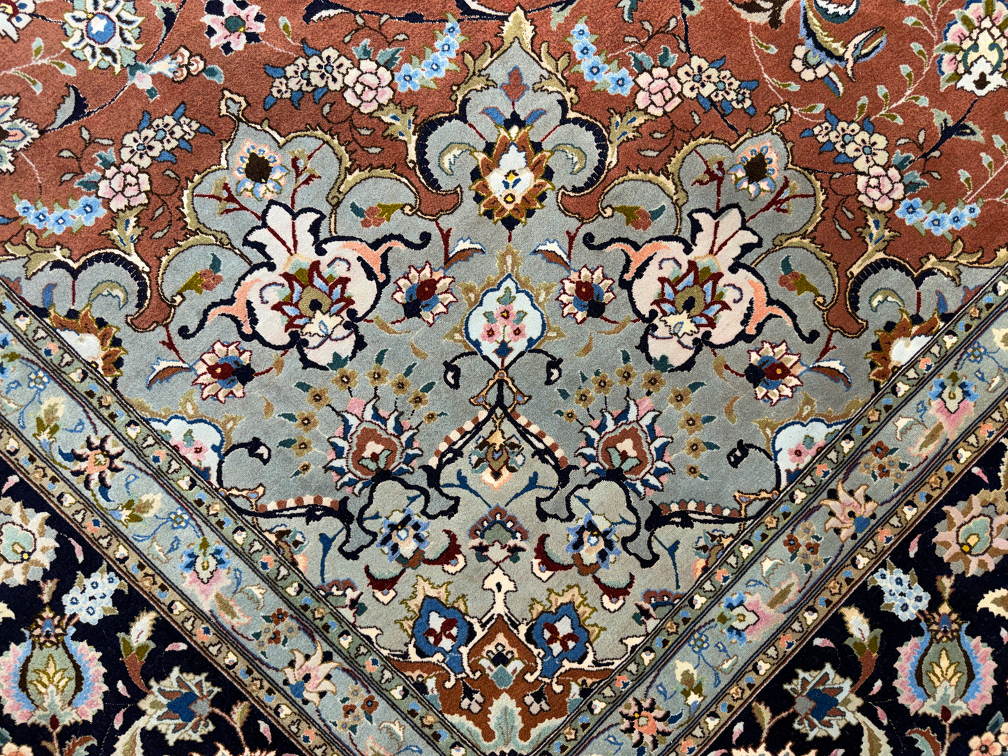 Hand-Knotted 60 Raj Persian Tabriz Rug - 9’9”x13’