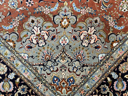 Hand-Knotted 60 Raj Persian Tabriz Rug - 9’9”x13’