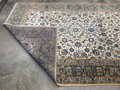 9’4”x13’3” Hand-Knotted Wool Persian Kashan Area Rug