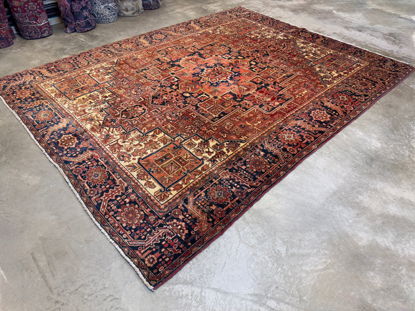 9’4”x12’4” Hand-Knotted Persian Heriz Ahar Area Rug