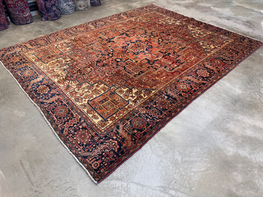 9’4”x12’4” Hand-Knotted Persian Heriz Ahar Area Rug